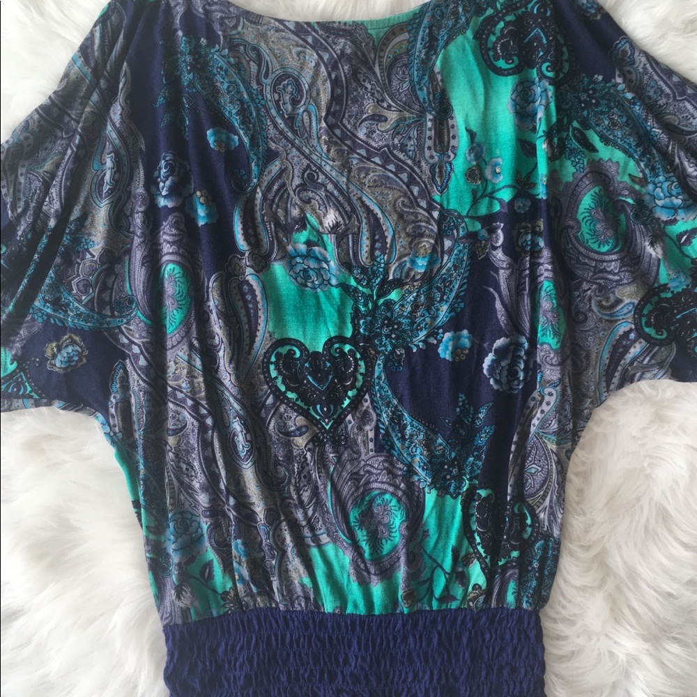 Jewel tone multi color print top
